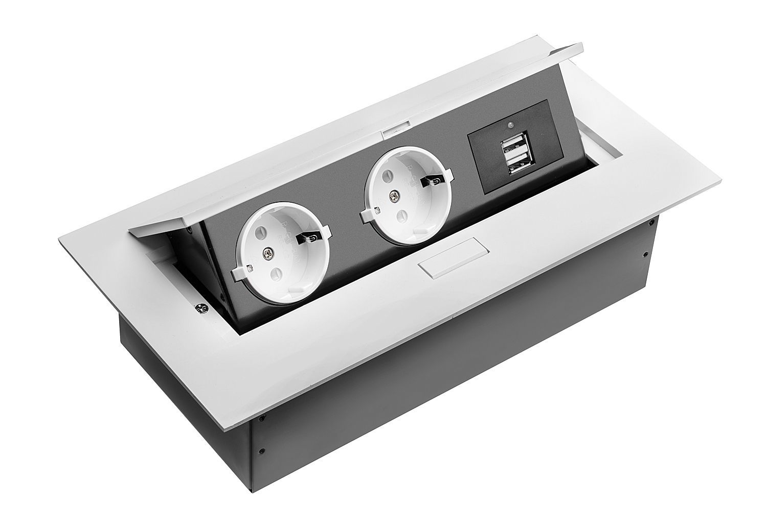 Изображение товара Розетка выдвижная двойная встраиваемая Gtv AE-PBU02GS-10 2 USB горизонтальная цвет белый Изображение товара Розетка выдвижная двойная встраиваемая Gtv AE-PBU02GS-10 2 USB горизонтальная цвет белый