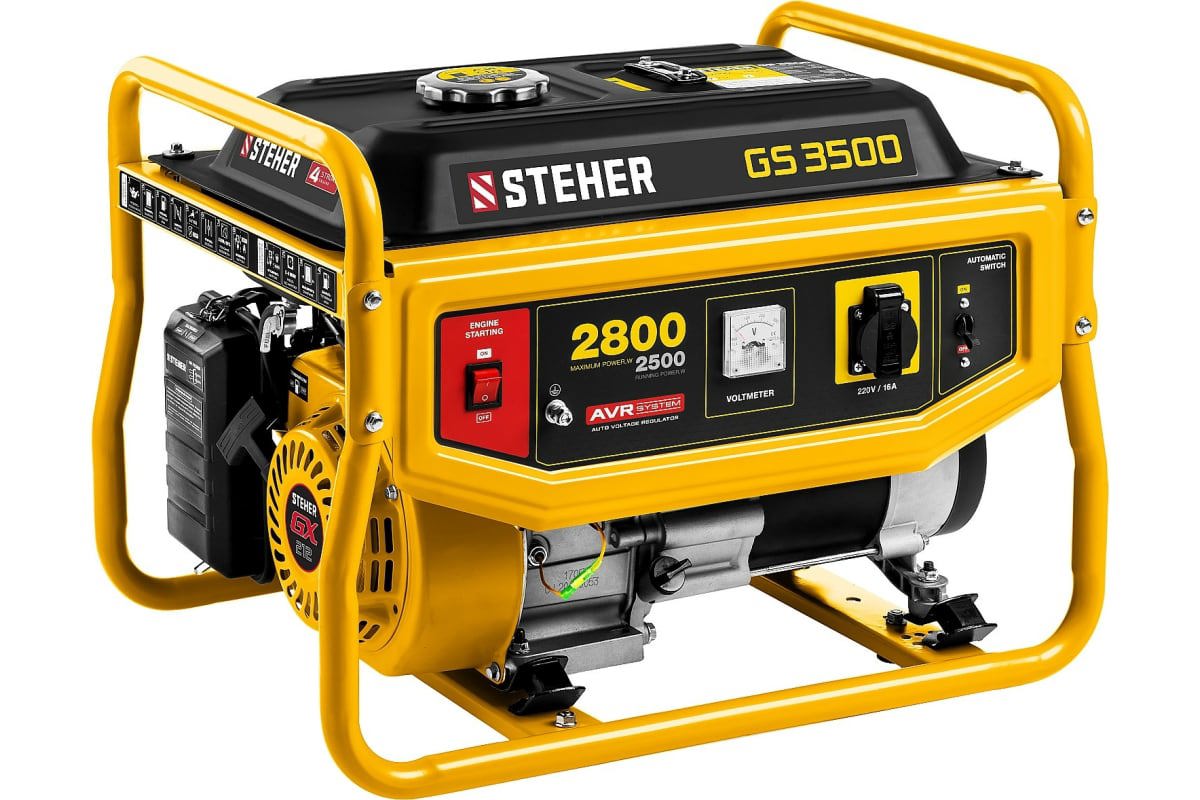 Изображение товара Бензиновый генератор STEHER GS-3500 2.8 кВт для дома и стройки Изображение товара Бензиновый генератор STEHER GS-3500 2.8 кВт для дома и стройки