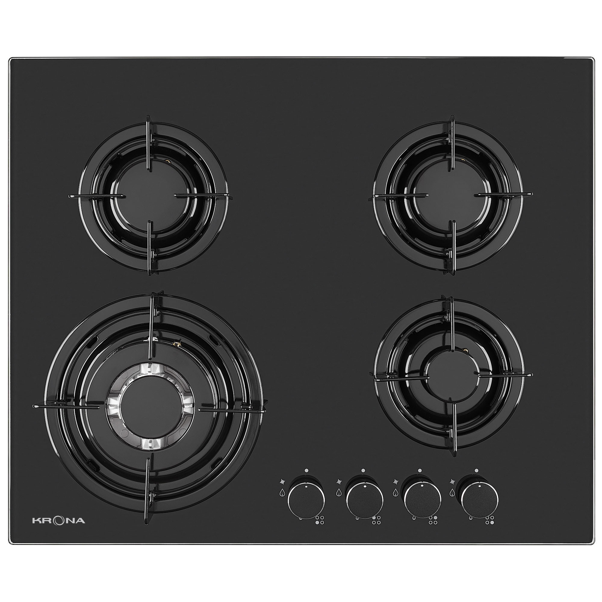 Изображение товара Газовая варочная панель Krona Cortesia 60 BL 4 конфорки черный стекло