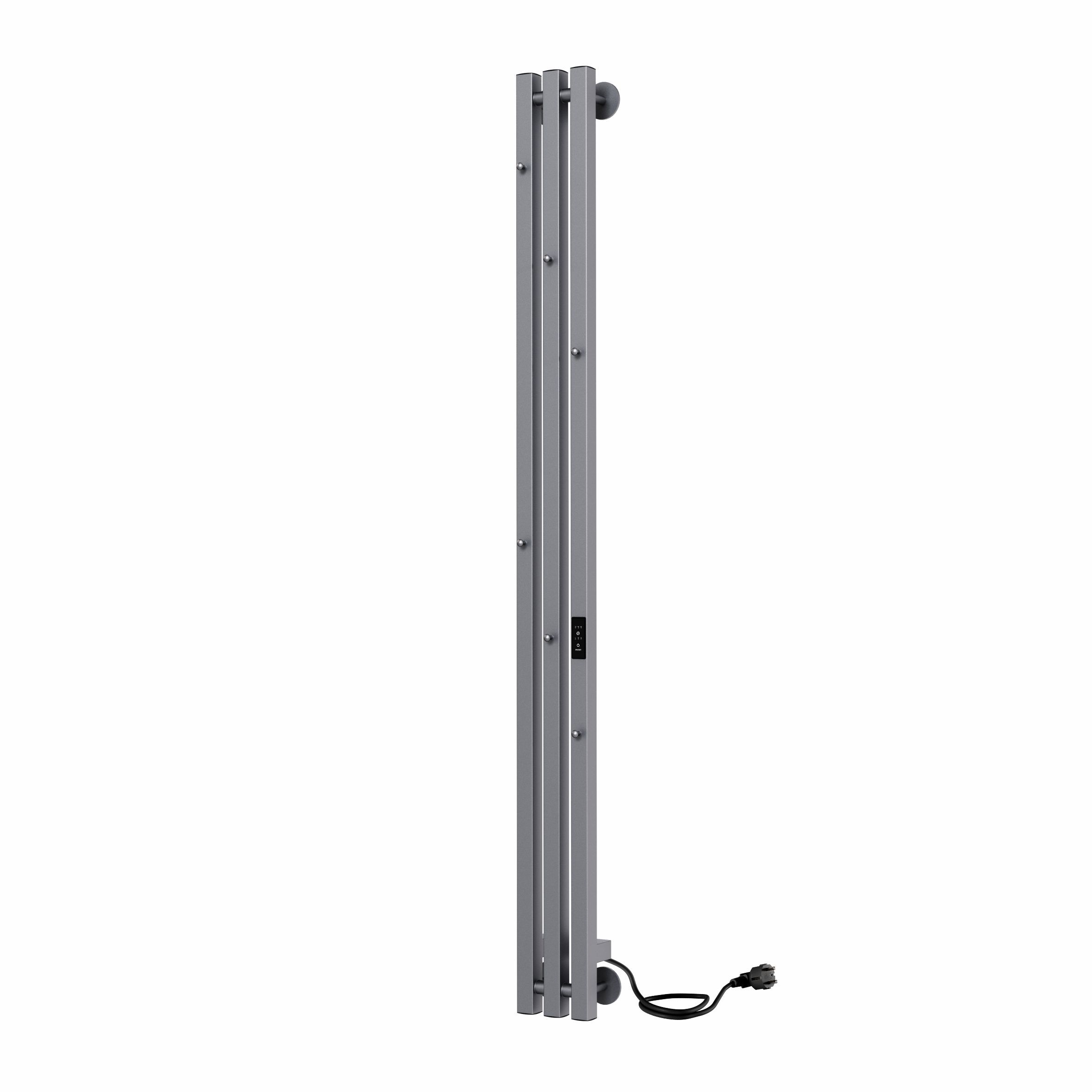 Изображение товара Полотенцесушитель электрический Myspace Aveto PRO 3 130x1500 мм 107 Вт с терморегулятором лесенка цвет графит металлик