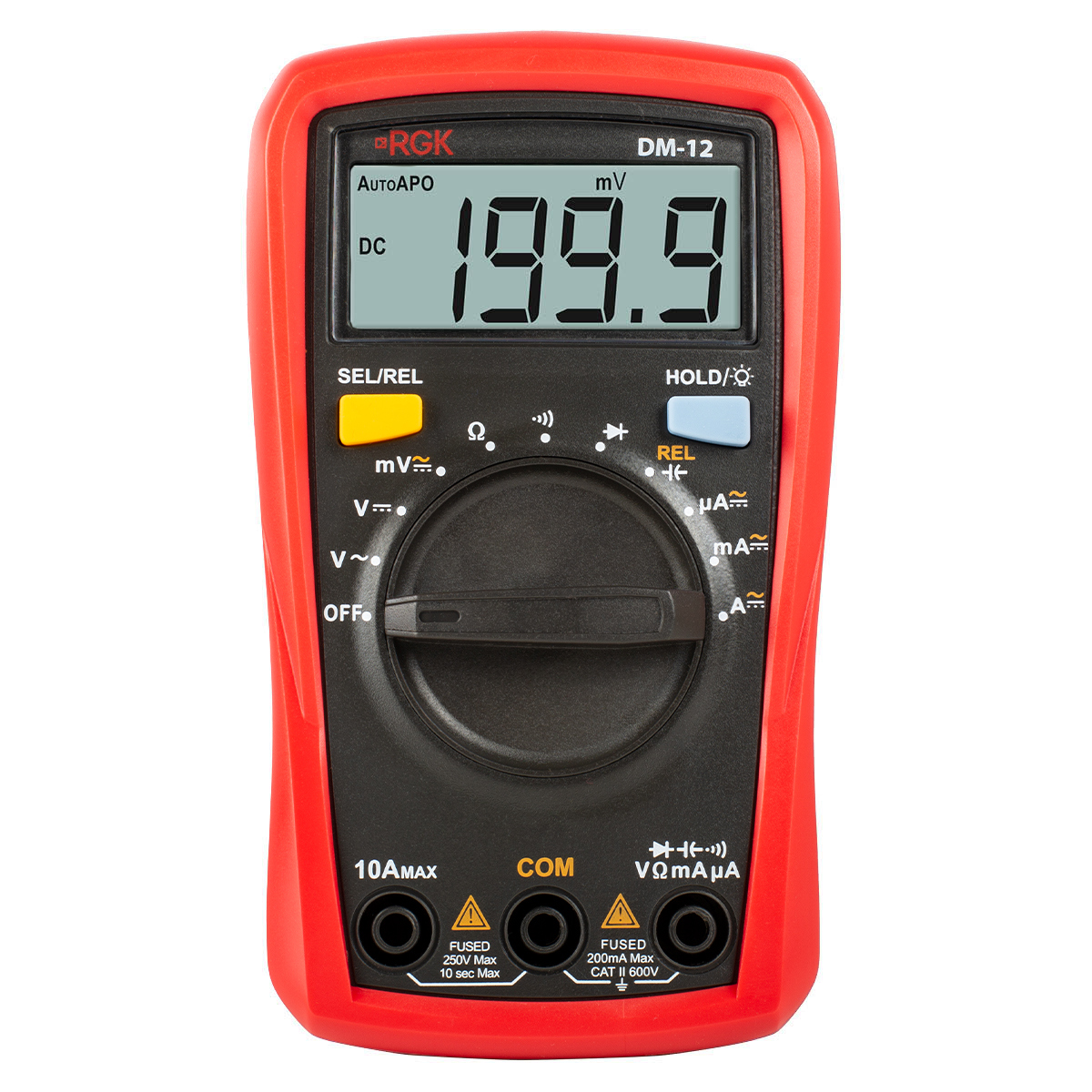 Изображение товара Цифровой мультиметр RGK DM-12 с поверкой, автоматический режим, 600 В