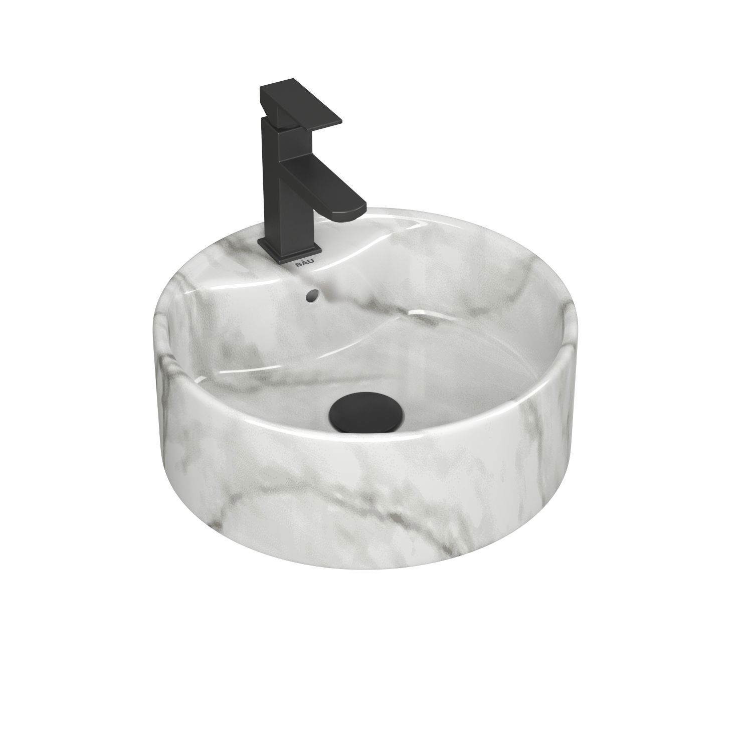 Изображение товара Раковина Bauedge Element 41см цвет мрамор/черный/черный