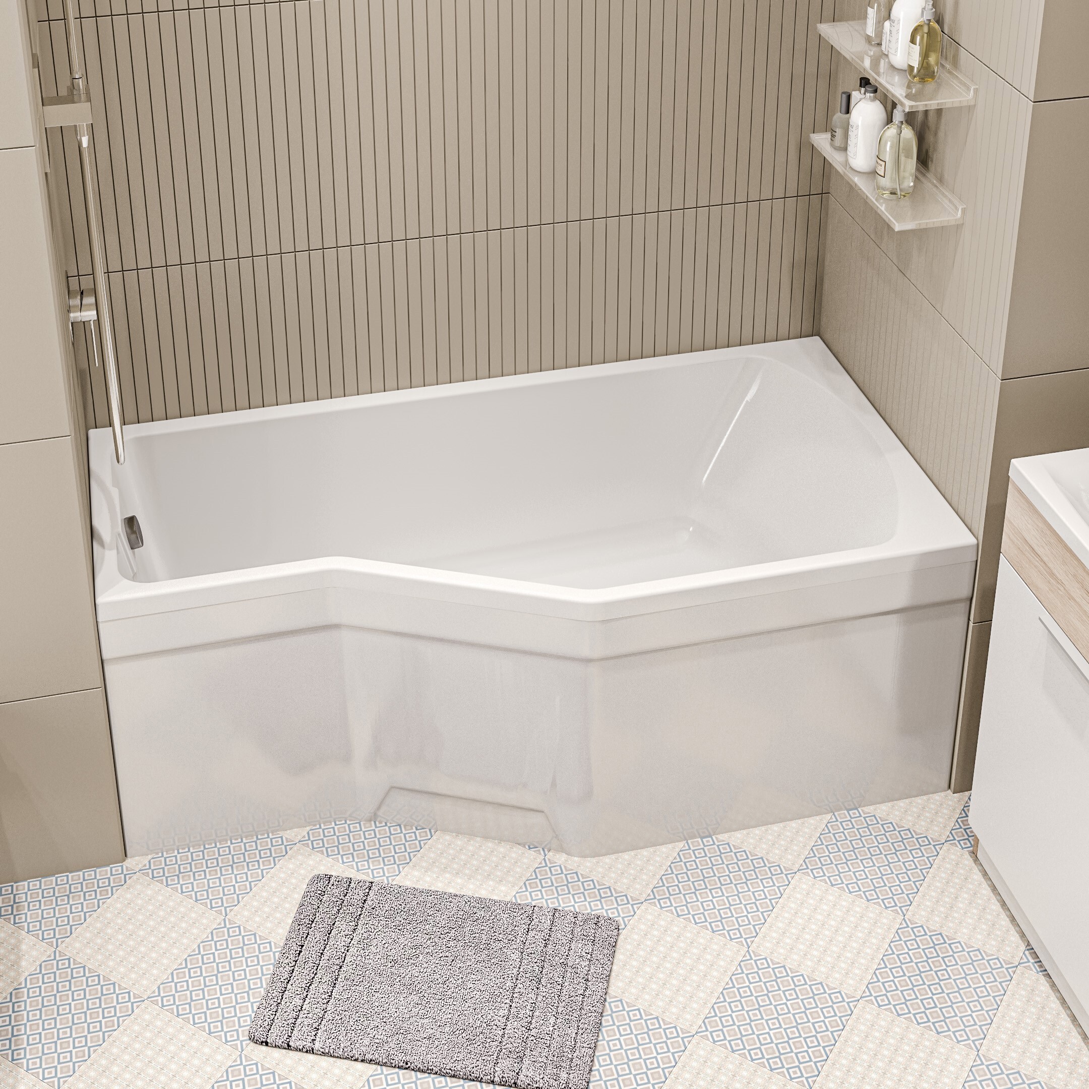 Изображение товара Акриловая ванна Marka One Convey 170x75 правосторонняя белая асимметричная