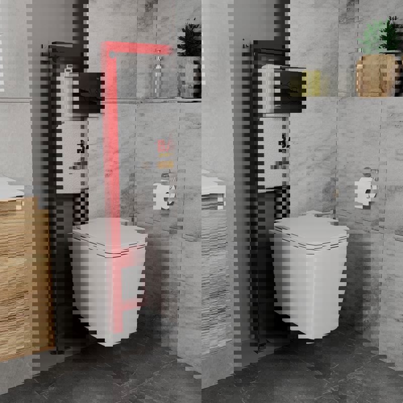 Изображение товара Комплект инсталляция BAU PRO и унитаз Stil Hurricane-5 безободковый с кнопкой стекло черная