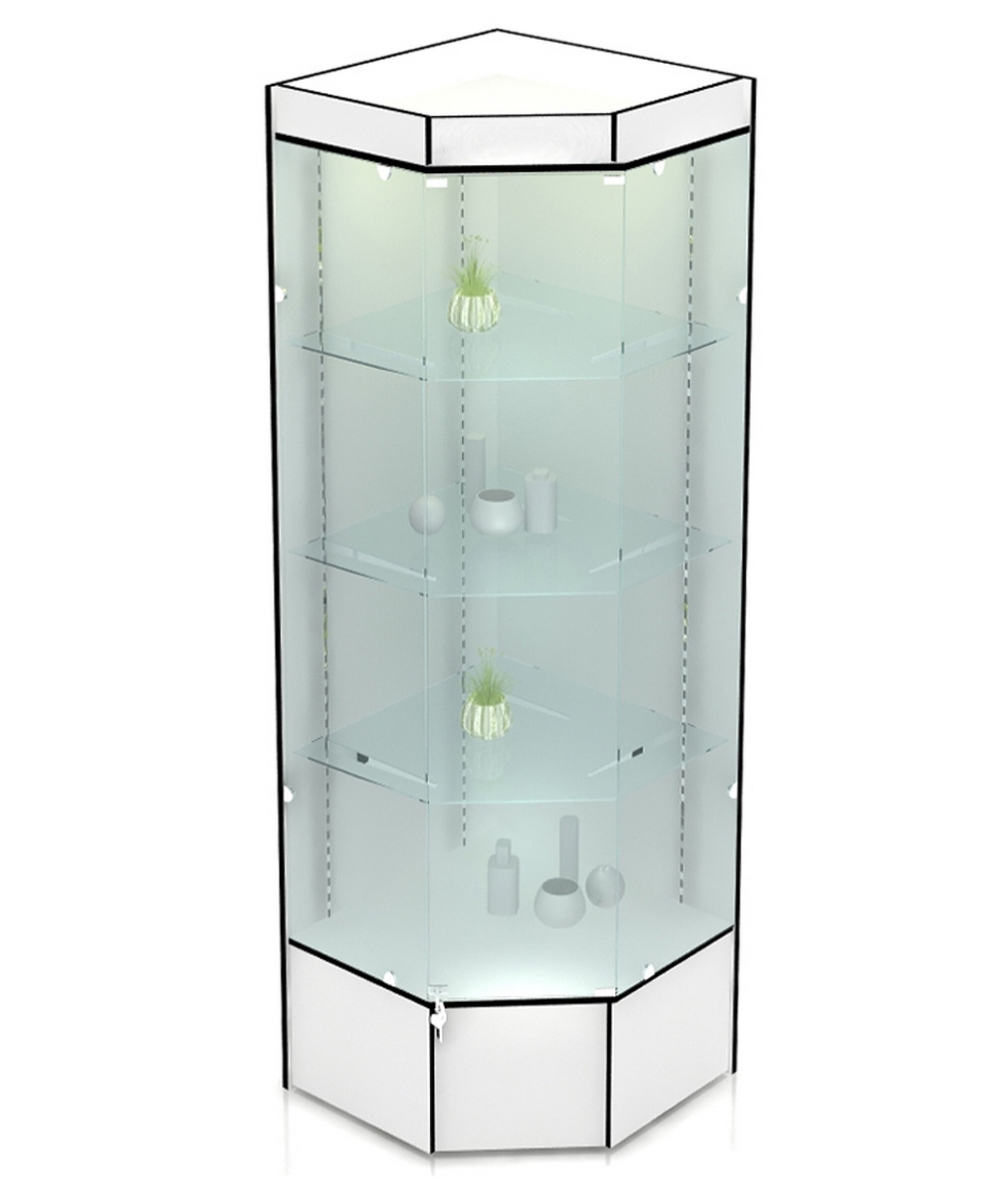 Изображение товара Шкаф-витрина 70x200 см Универсал дерево стекло белый цвет