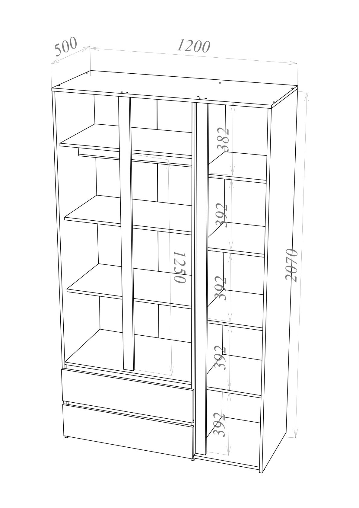 Изображение товара Современный распашной шкаф Пирамида ШОН-22 белый 120x207x52 см для спальни и офиса