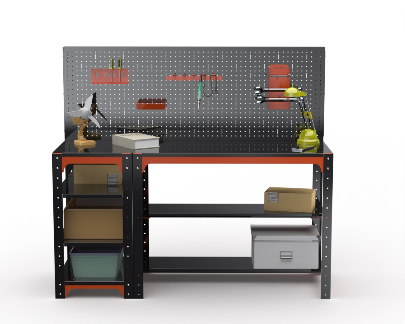 Изображение товара Стол металлический Metalex 201248 с боковыми полками