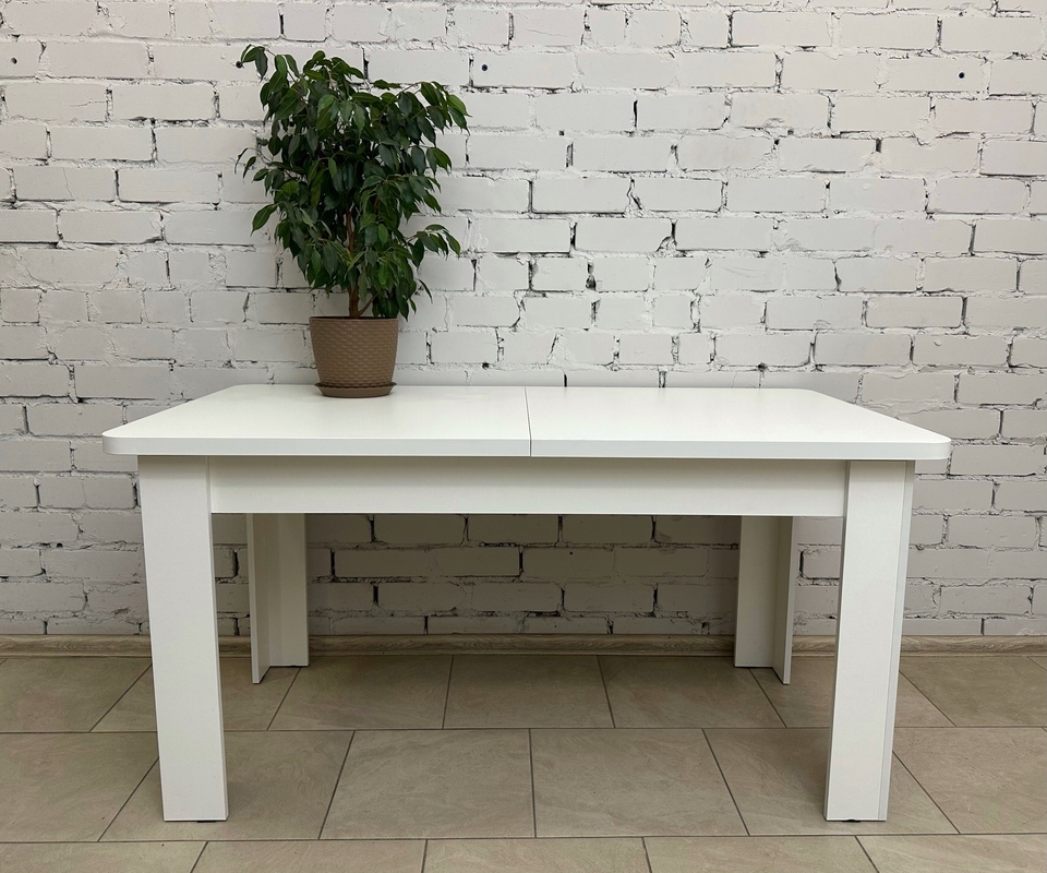 Изображение товара Обеденный стол Мебельнов Семья 150x200 см белый классический раскладной