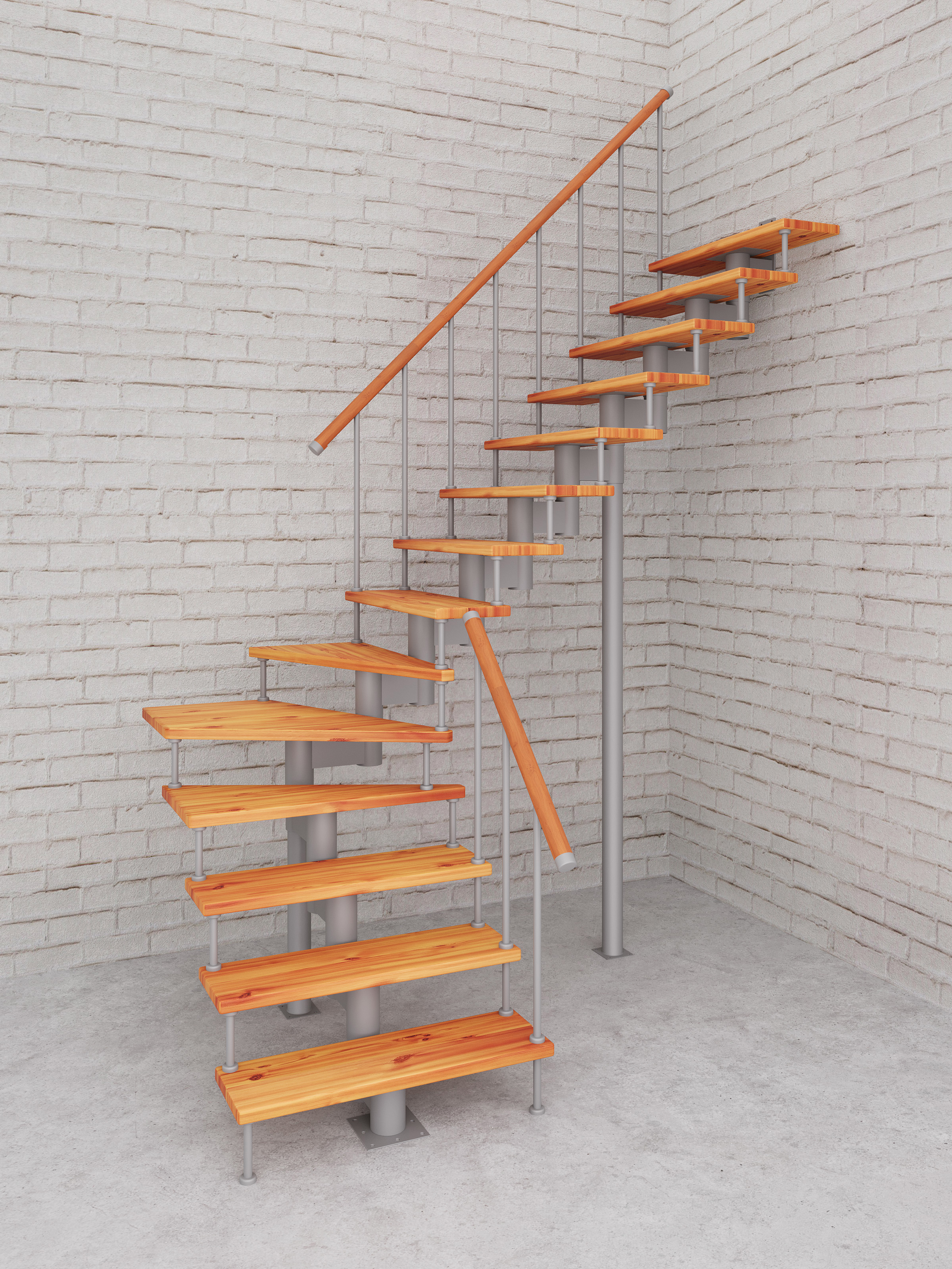 Изображение товара Модульная лестница Стамет Престиж комфорт поворотный 2280мм цвет серый