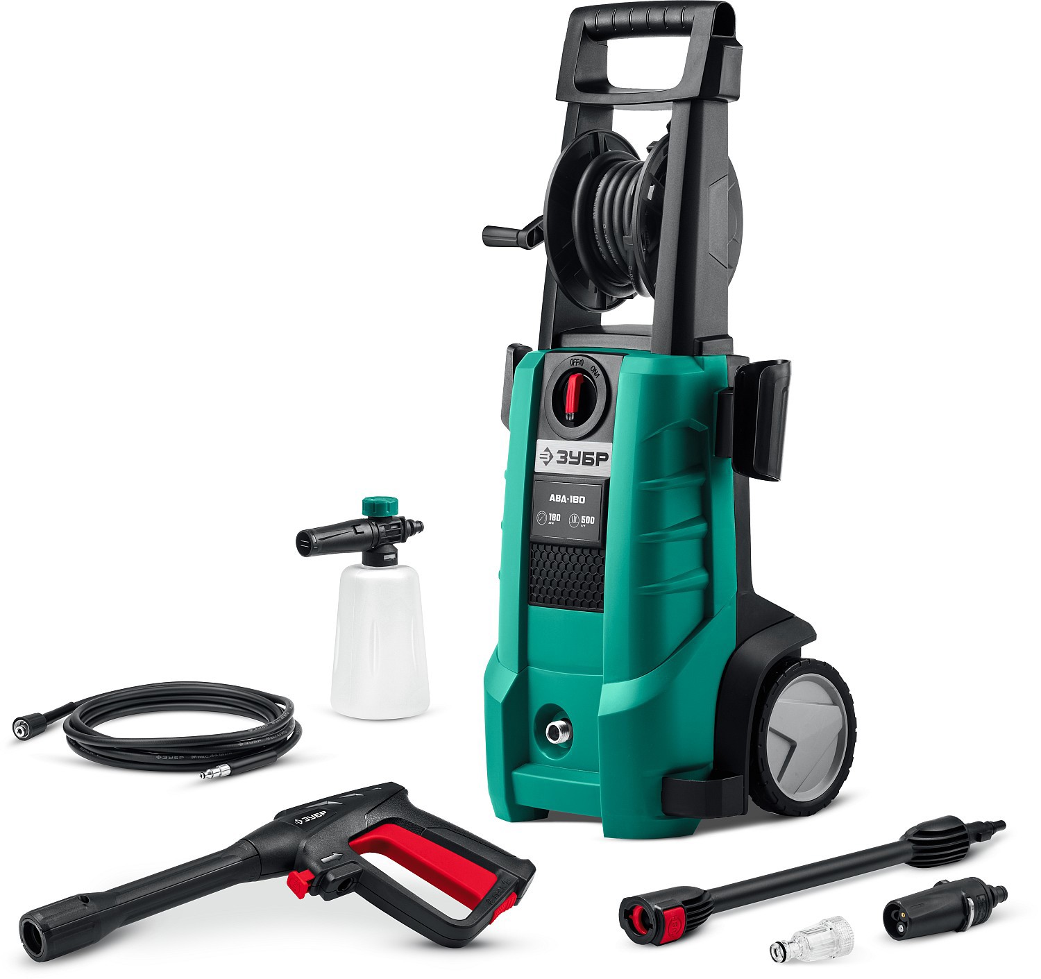 Изображение товара Мойка высокого давления Зубр АВД-180, 180 бар, 500 л/ч, комплект аксессуаров