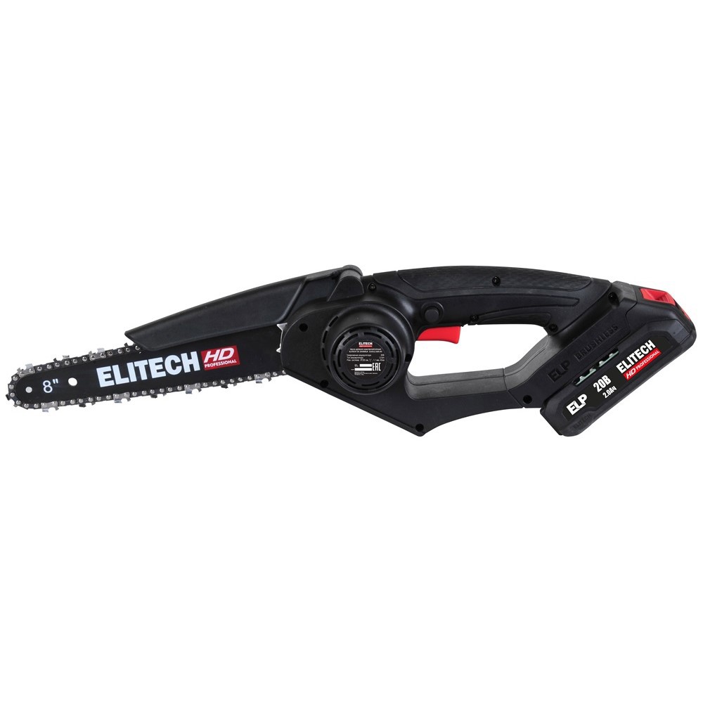 Изображение товара Аккумуляторная цепная пила Elitech HD CS 2008BLK 20V