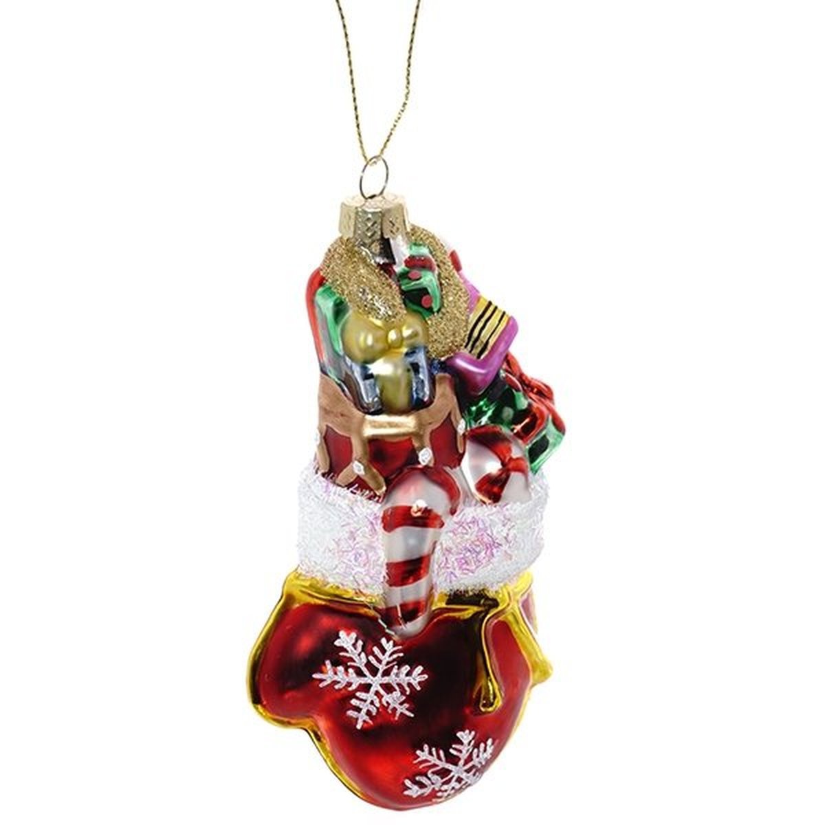 Изображение товара Елочная игрушка Варежка с подарками 719613 15 см х 4.5 см разноцветный