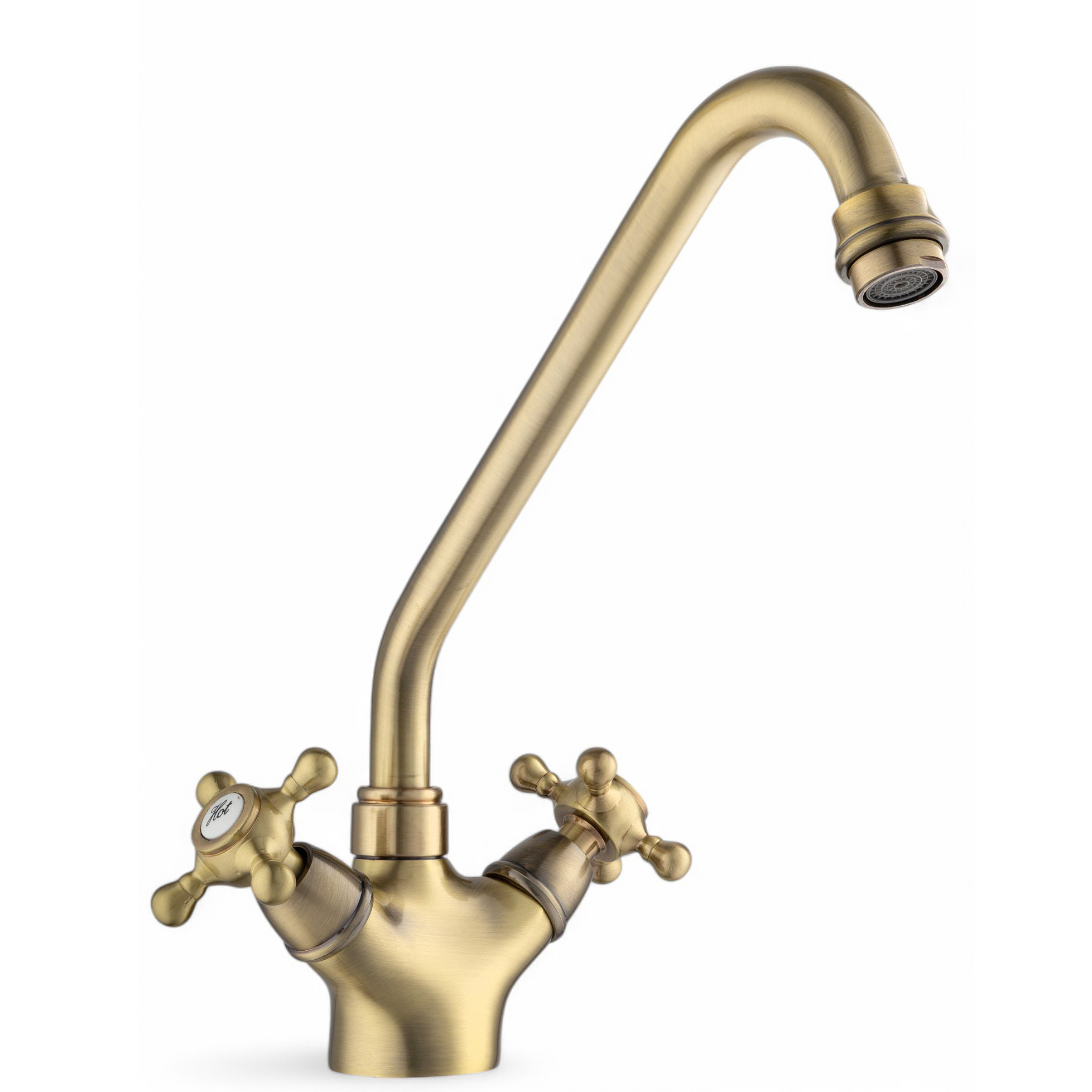 Изображение товара Кухонный смеситель Potato P4160-2 бронза с поворотным изливом и аэратором