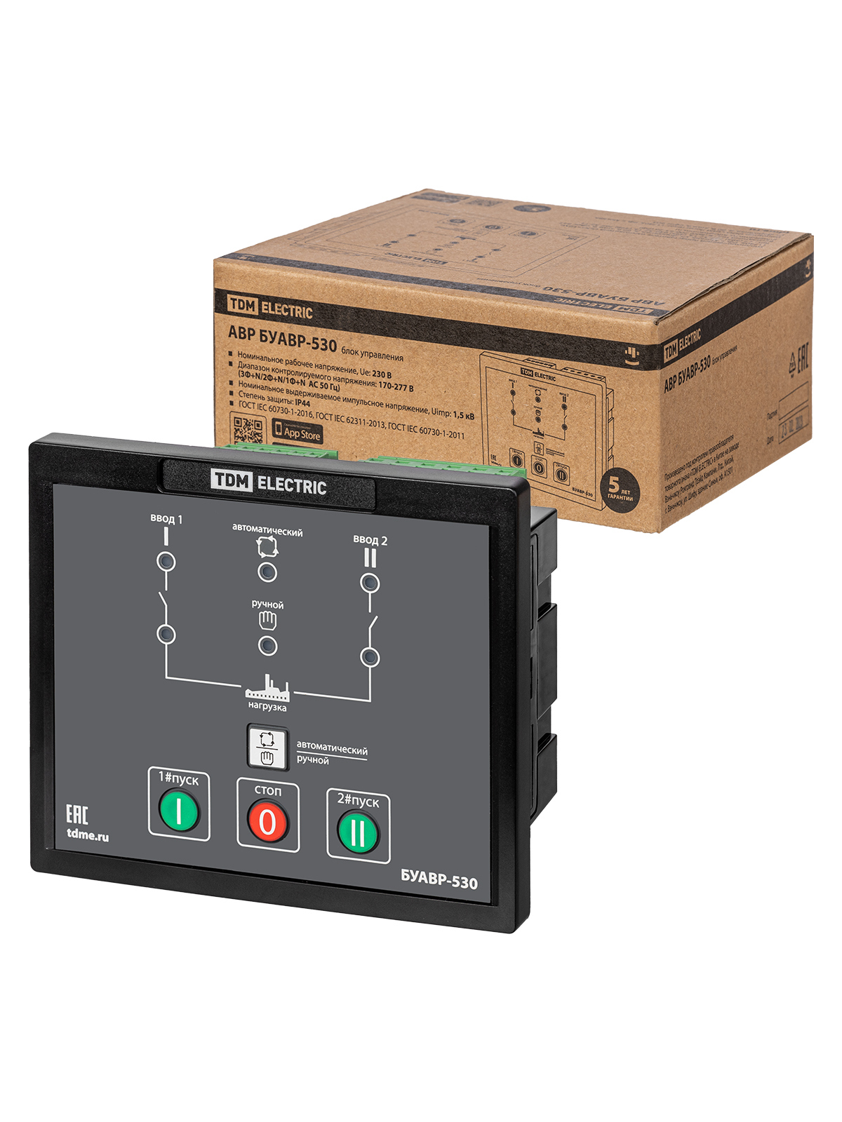 Изображение товара Блок управления АВР ТДМ электрик БУАВР-530/2Л-1Н 3Ф+N автоматическое управление