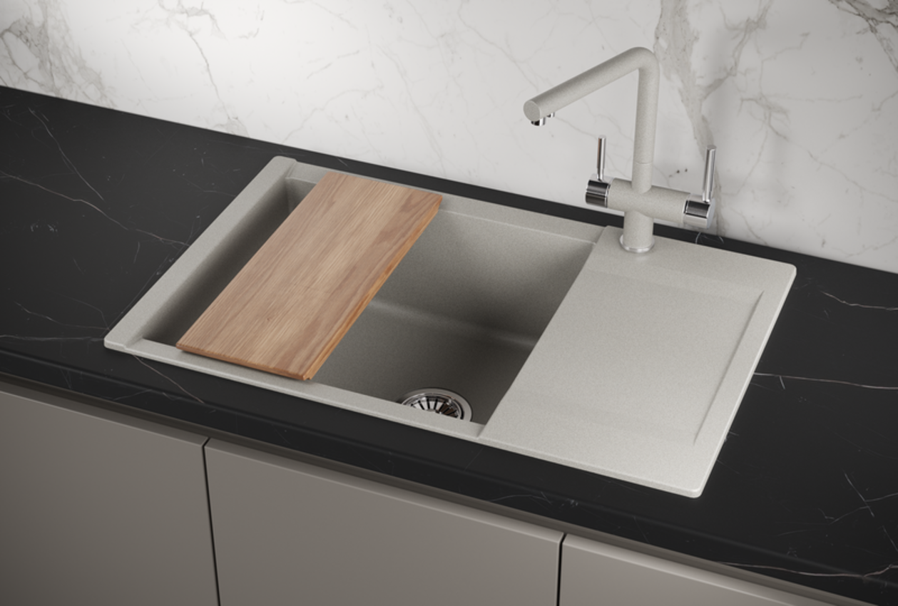 Изображение товара Накладная мойка Granula ES-7807 50x78x20 см кварц цвет бежево-серый