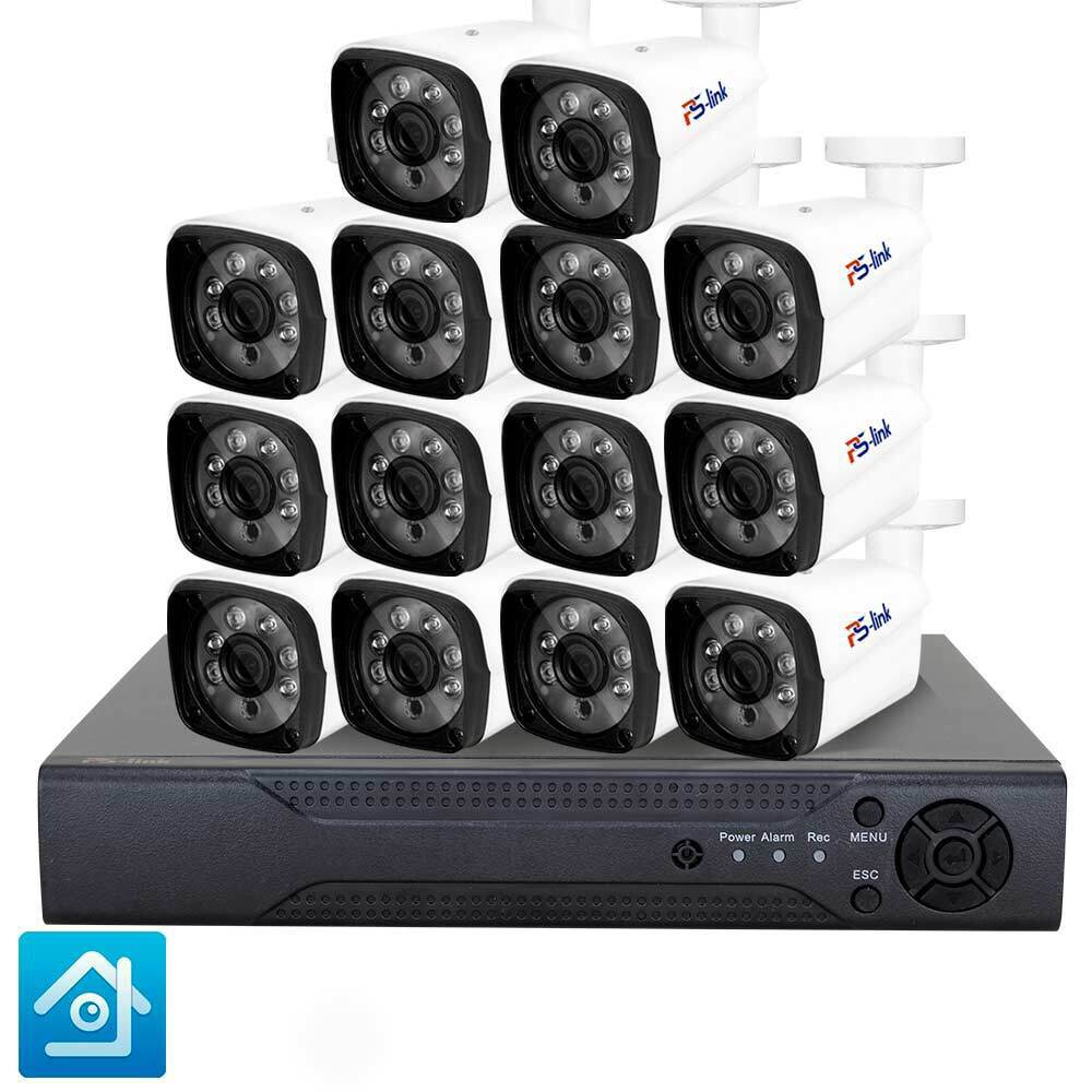 Изображение товара Комплект для видеонаблюдения AHD PS-link 14 камер для улицы 2Мп цвет белый