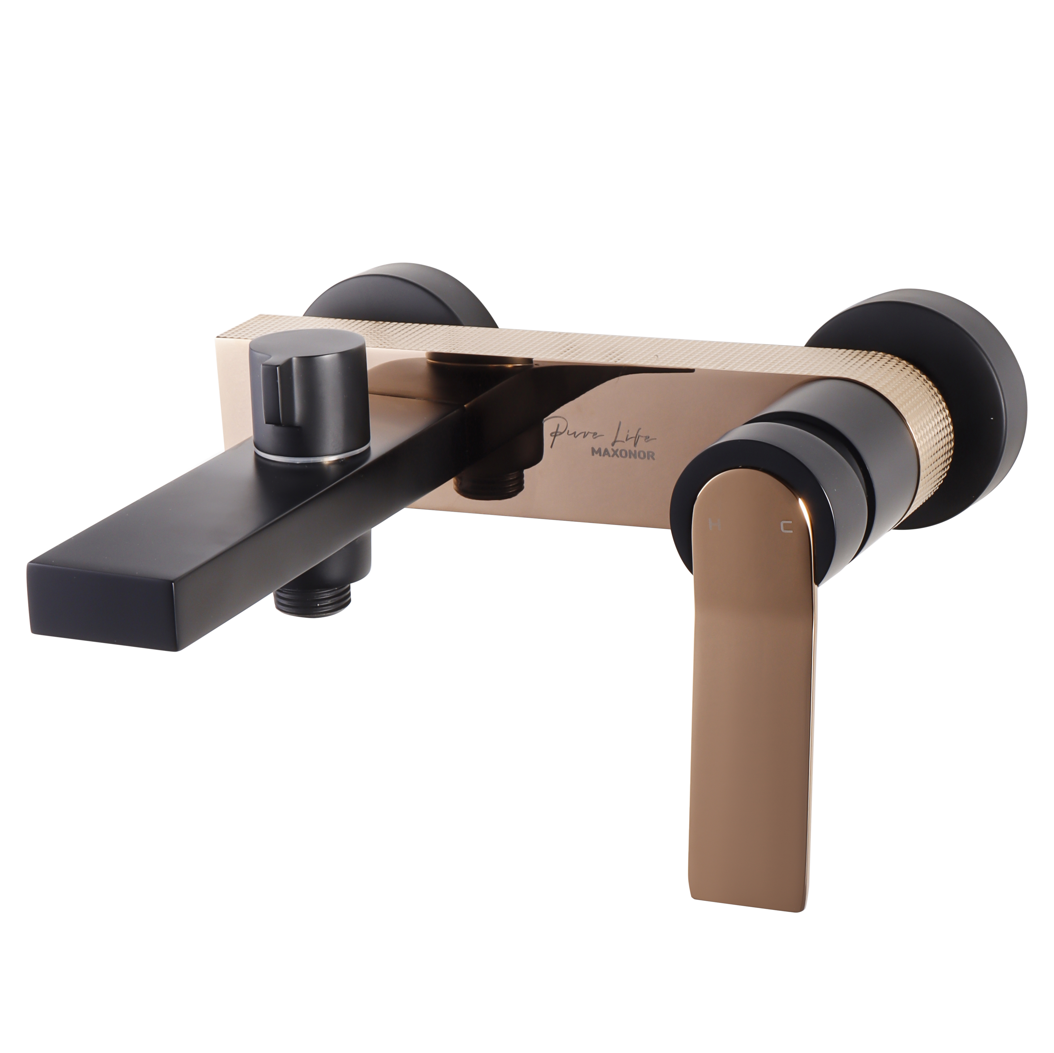 Изображение товара Смеситель для ванны Maxonor pure life PL3283 однорычажный черный с душевой лейкой