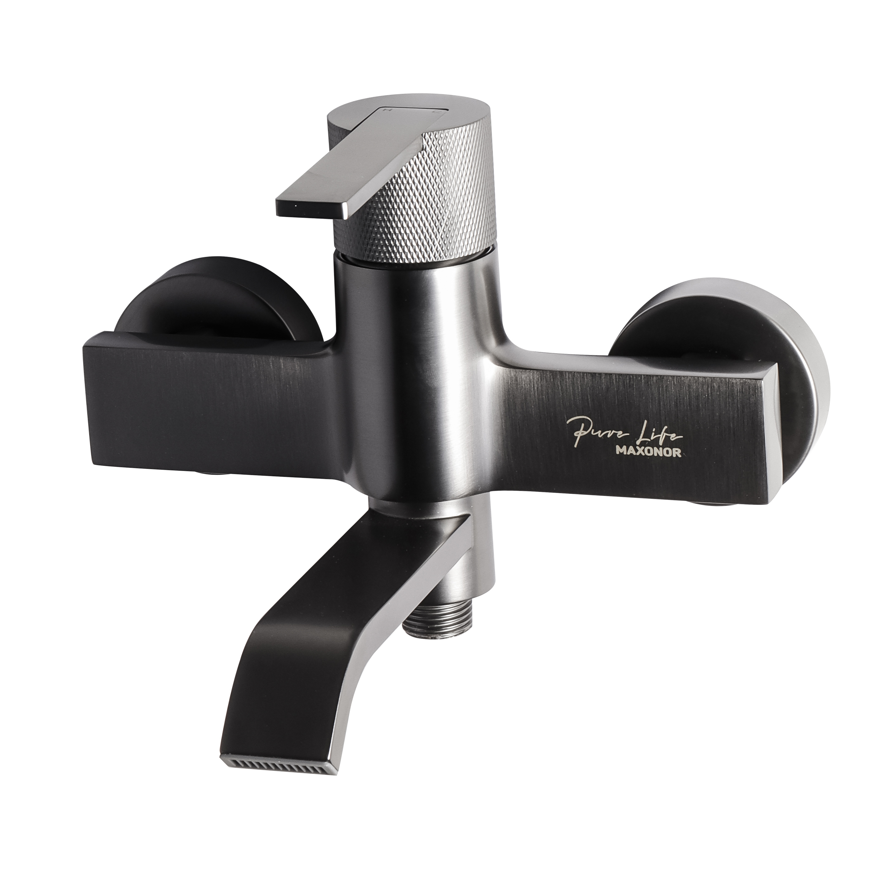 Изображение товара Смеситель для ванны Maxonor pure life Pl3284-9 однорычажный с душевой лейкой цвет графитовый