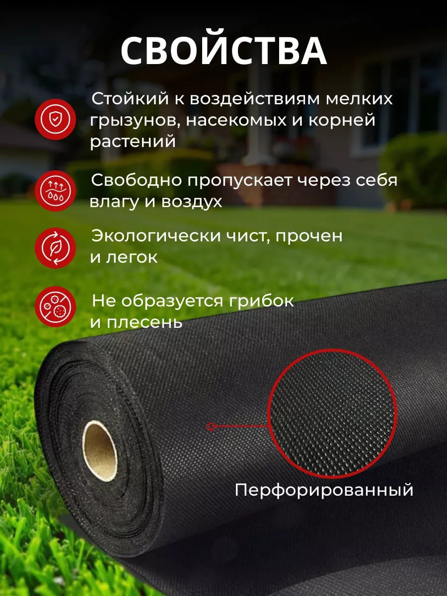 Изображение товара Спанбонд черный 60 г/м² 1.6x1 м для защиты растений и мульчирования