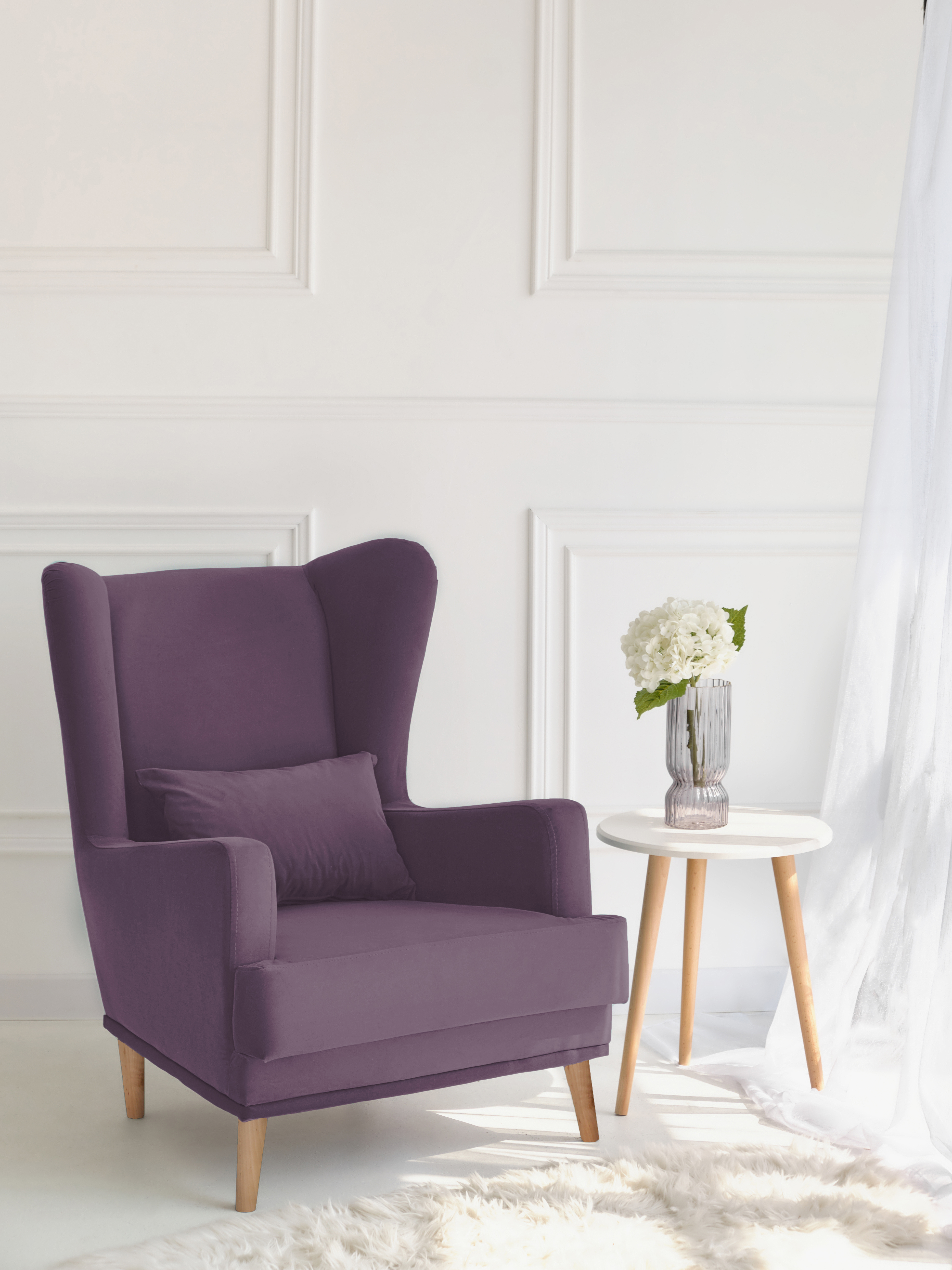 Изображение товара Кресло Диван не мебель Вегас 75x90x85 см велюр цвет фиолетовый