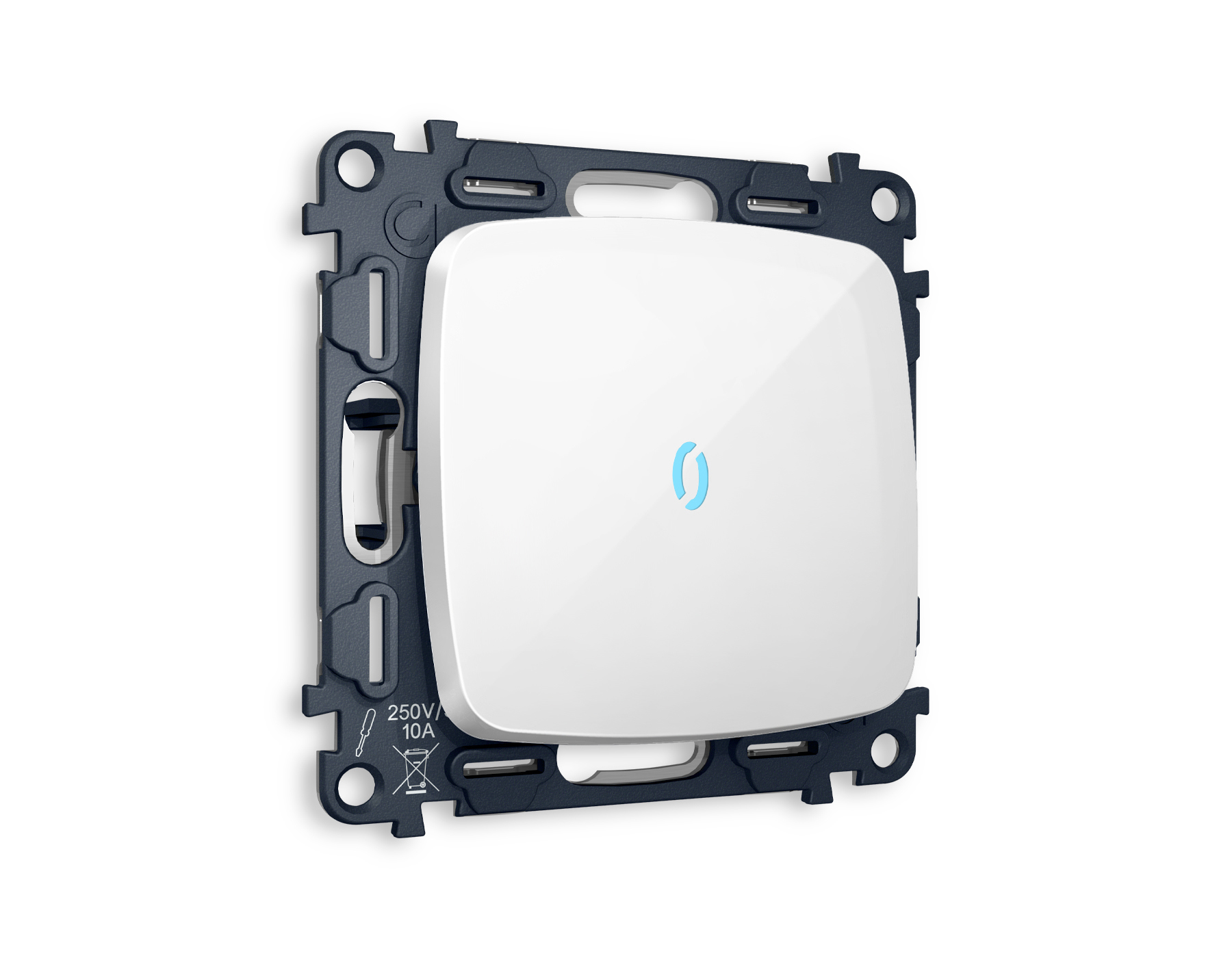 Изображение товара Выключатель проходной встраиваемый Ambrella volt Omega MO102040 1 клавиша с подсветкой 10000K цвет белый глянец