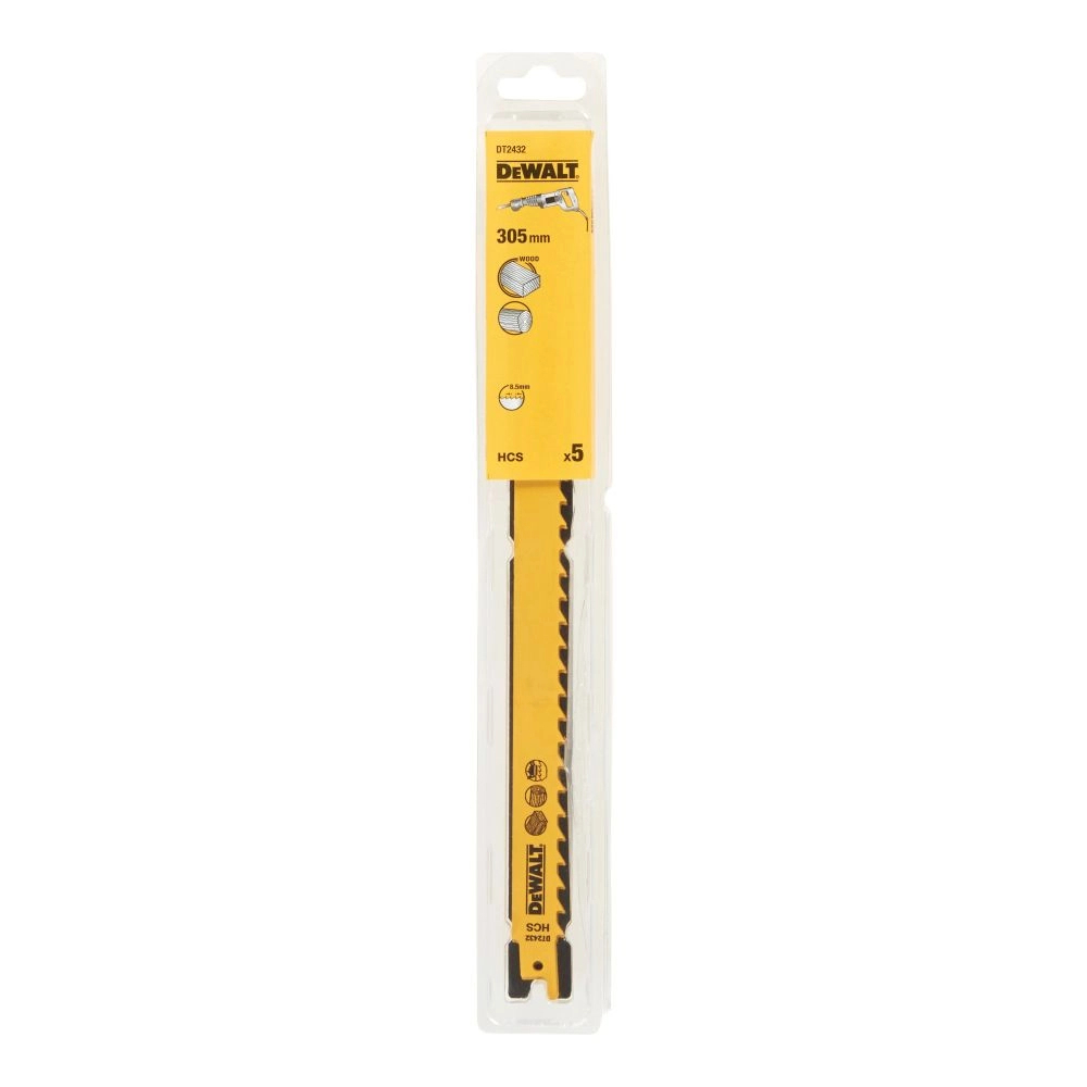 Изображение товара Полотно для сабельной пилы по дереву Dewalt DT2432-QZ 305 мм, 5 шт Изображение товара Полотно для сабельной пилы по дереву Dewalt DT2432-QZ 305 мм, 5 шт