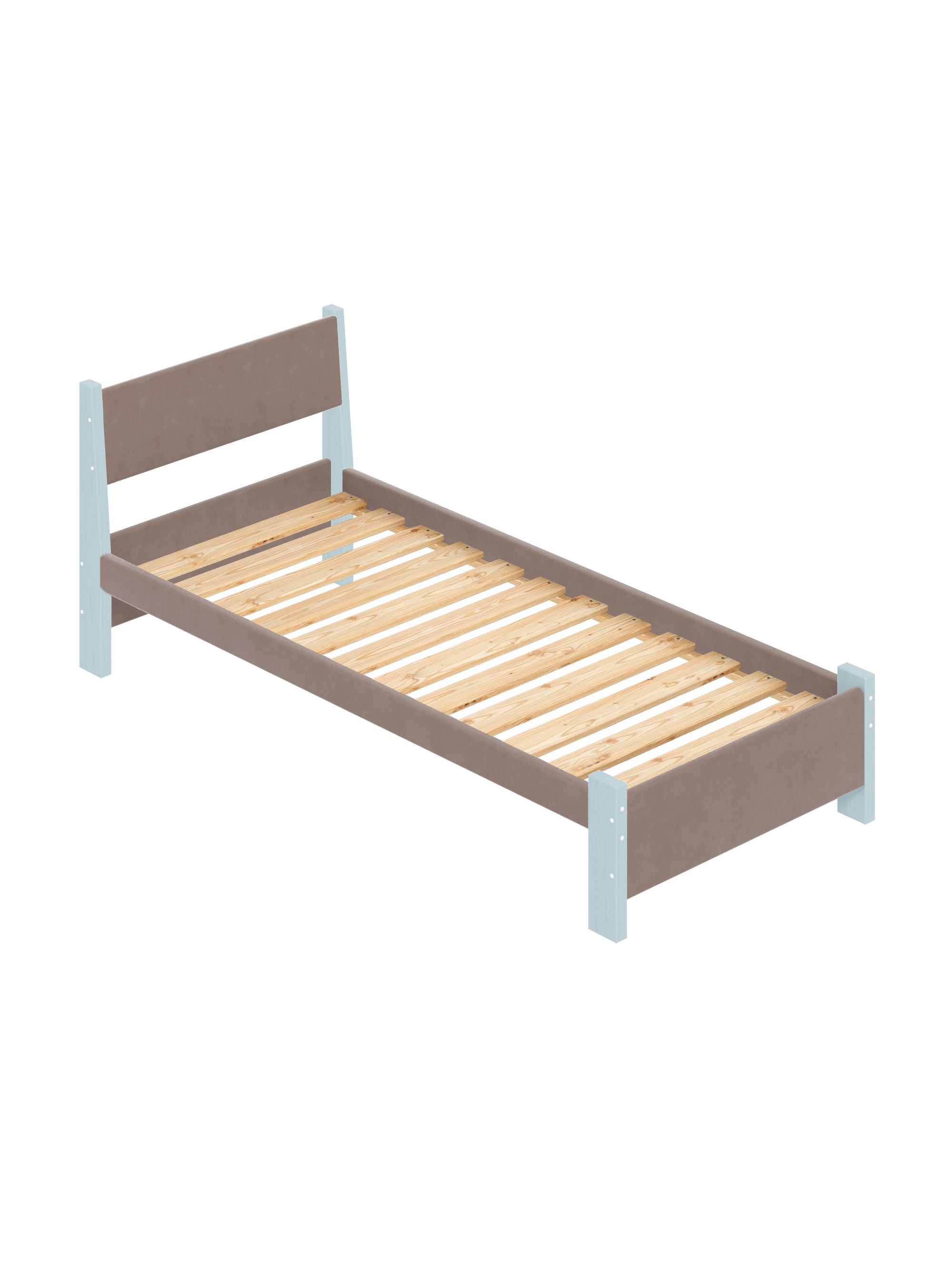 Изображение товара Кровать Solarius Мишка реечное основание 90 x 80 x 200 см дерево цвет мокко мусс;голубой