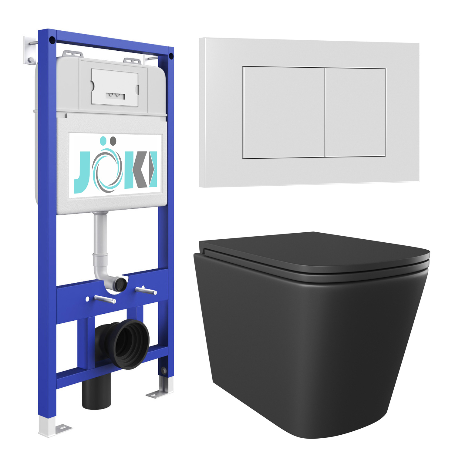 Изображение товара Комплект инсталляции и унитаза Joki JKS302MB011020WM черный современный дизайн
