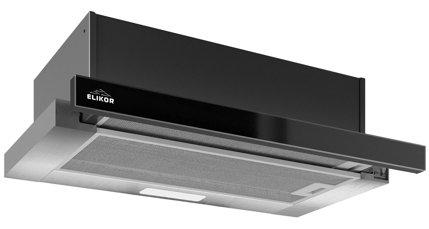 Изображение товара Встраиваемая вытяжка Elikor Интегра GLASS 50Н-400-В2Д КВ II М-400-50-248 нерж./стекло черное 50 см цвет серый/серебристый