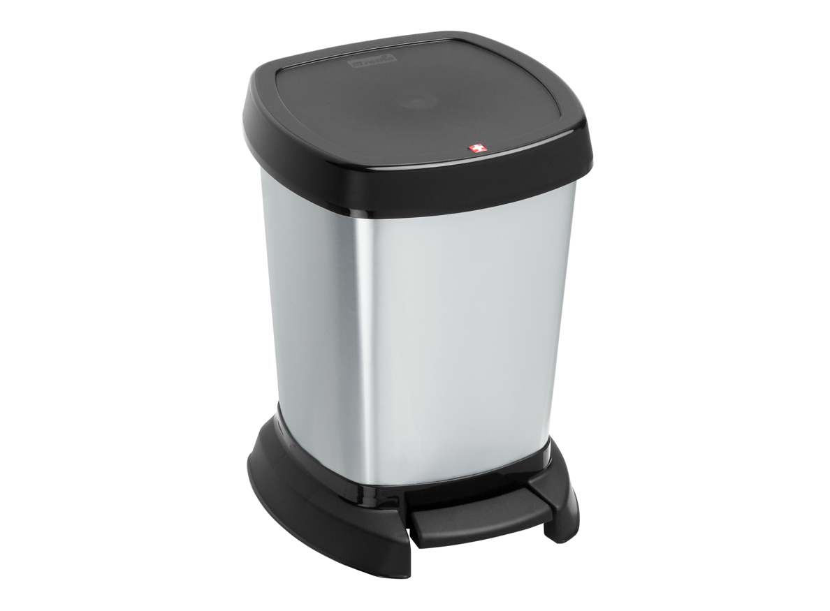 Изображение товара Контейнер для мусора с педалью Rotho Paso серебристый 6 л стильное решение для офиса и дома