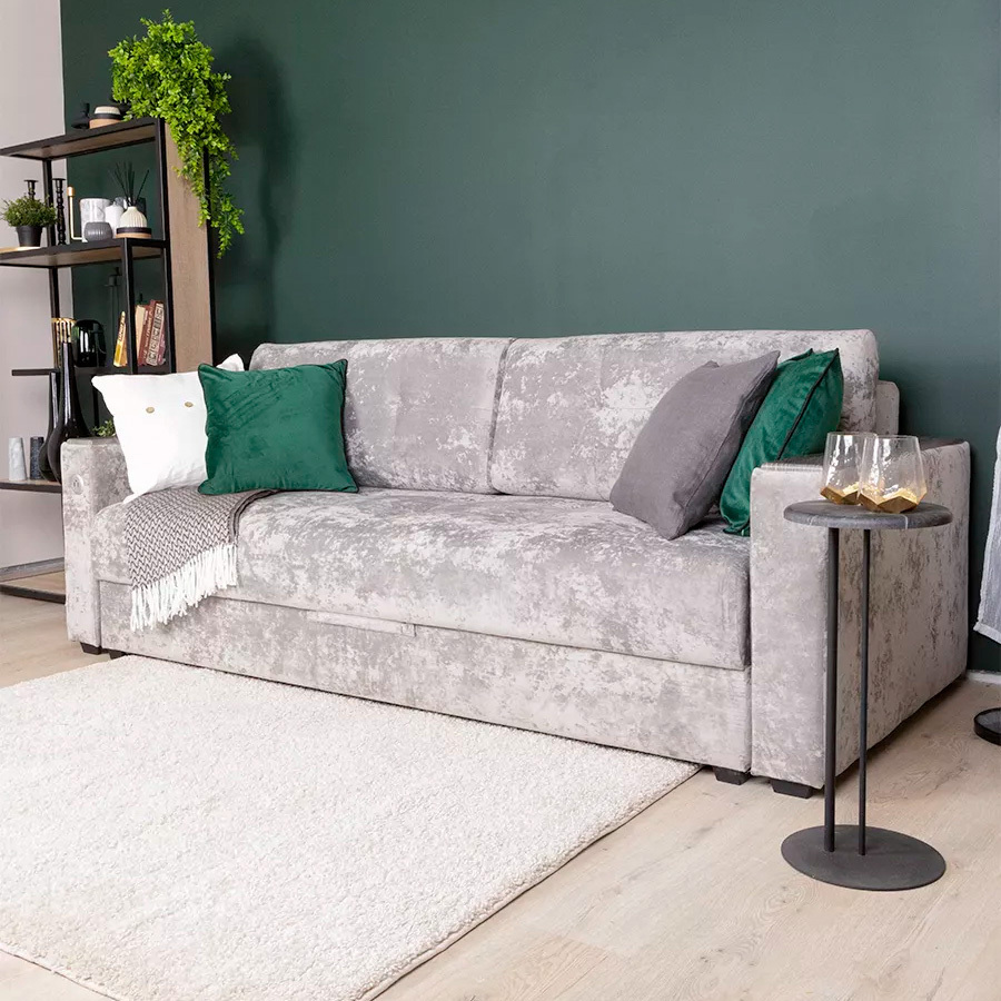 Изображение товара Раскладной диван Doma Тургояк с USB-розеткой и велюровой обивкой 218x87x97 см