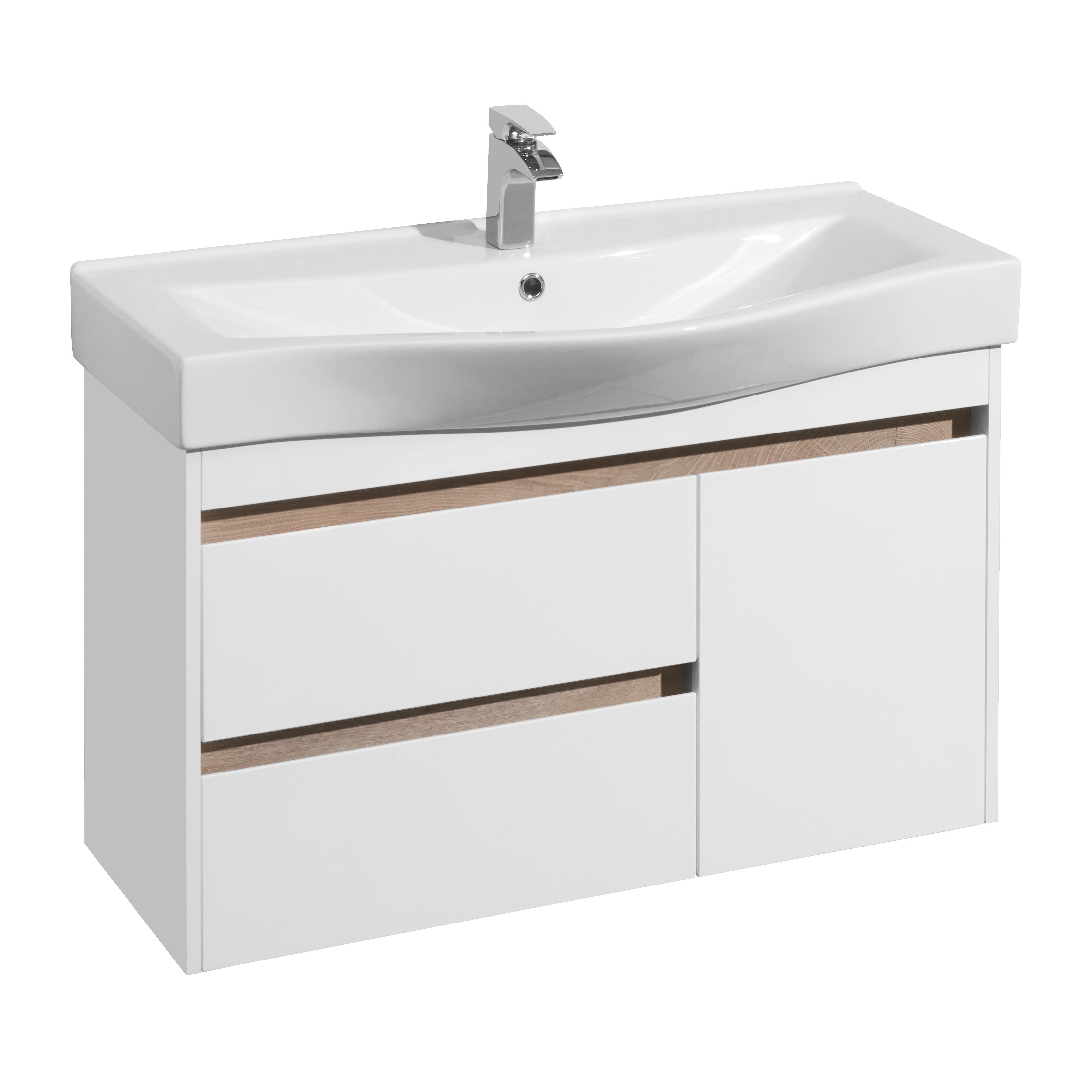 Изображение товара Тумба под раковину подвесная Aquaton 1A2490K0NT010 96.6см цвет белый, с раковиной