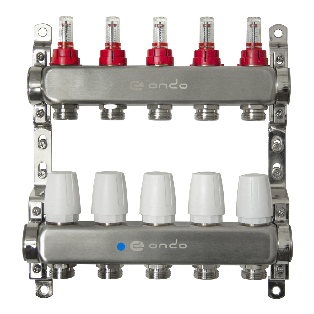 Изображение товара Коллектор с расходомерами и термостатическими клапанами Ondo 4 выхода 3/4''×1'' BKGWDV05