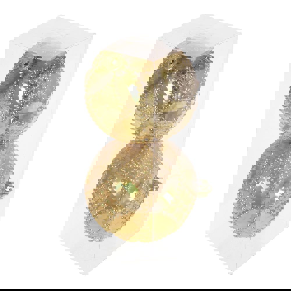 Изображение товара Набор елочных шаров 722980 Карнавальный дуэт 10 см пластик жёлтый/золотой 2 шт