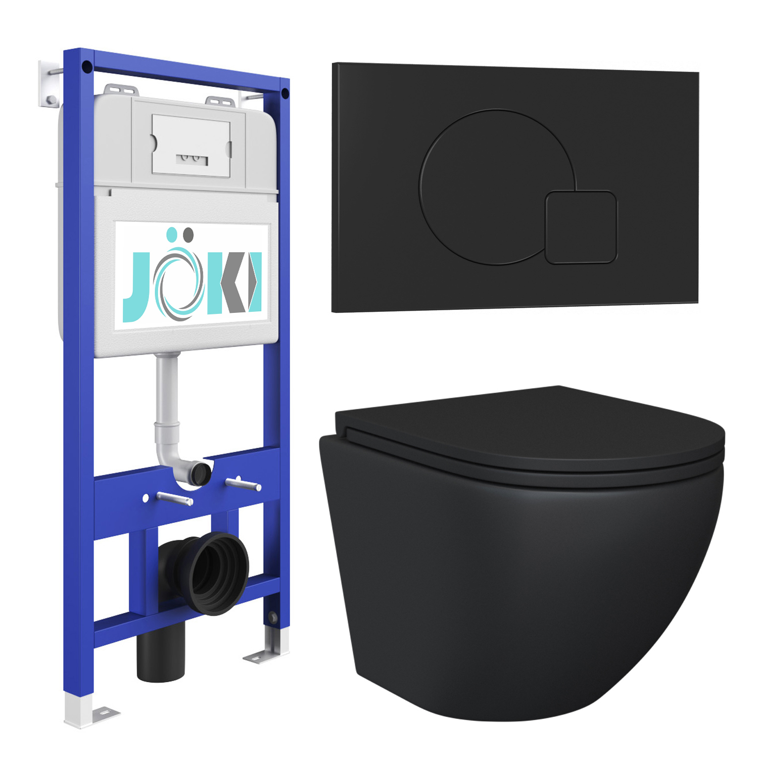 Изображение товара Комплект инсталляция и подвесной унитаз Joki JKS111011023BM черный