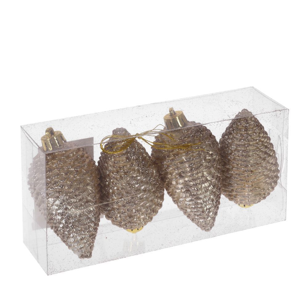 Изображение товара Набор елочных игрушек 722845 8.5 см x 5 см жёлтый/золотой 4 шт