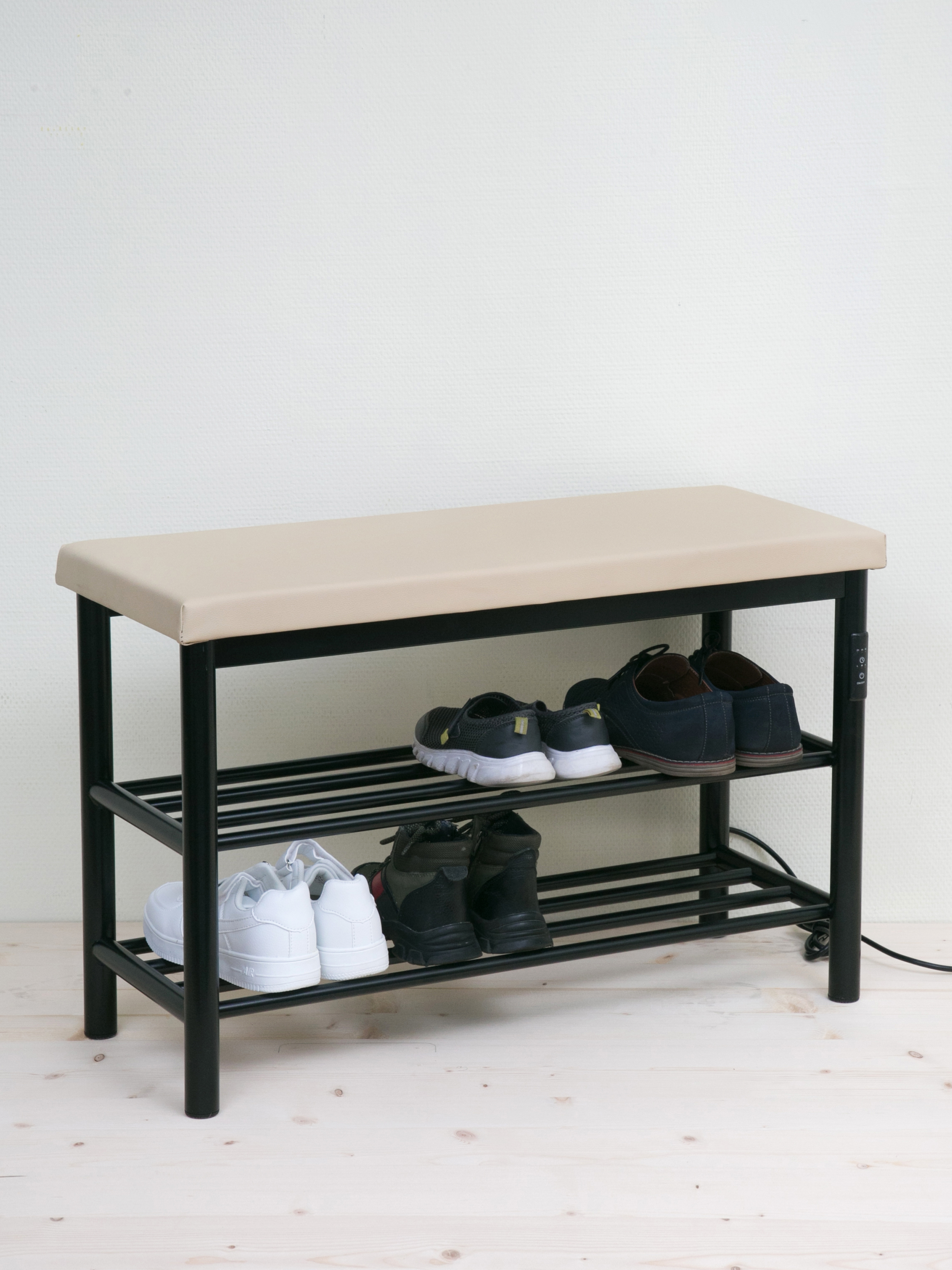 Изображение товара Обувница электрическая Тера Прима 76x49x30 см 2 полки сталь цвет черный/бежевый