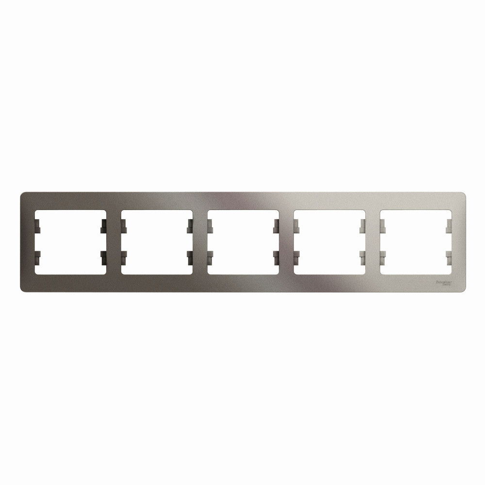 Изображение товара Рамка для розеток и выключателей Systeme electric Glossa 5 постов цвет платина
