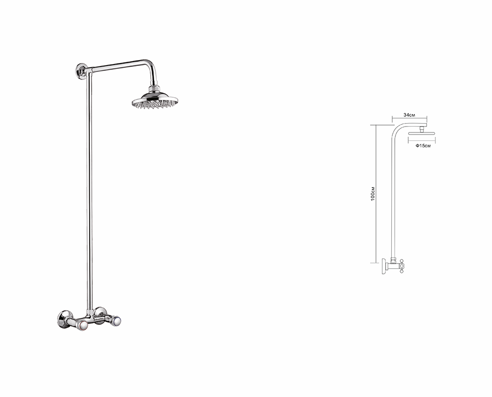 Изображение товара Душевая стойка D-LIN D10A09 со смесителем 1 режим хром