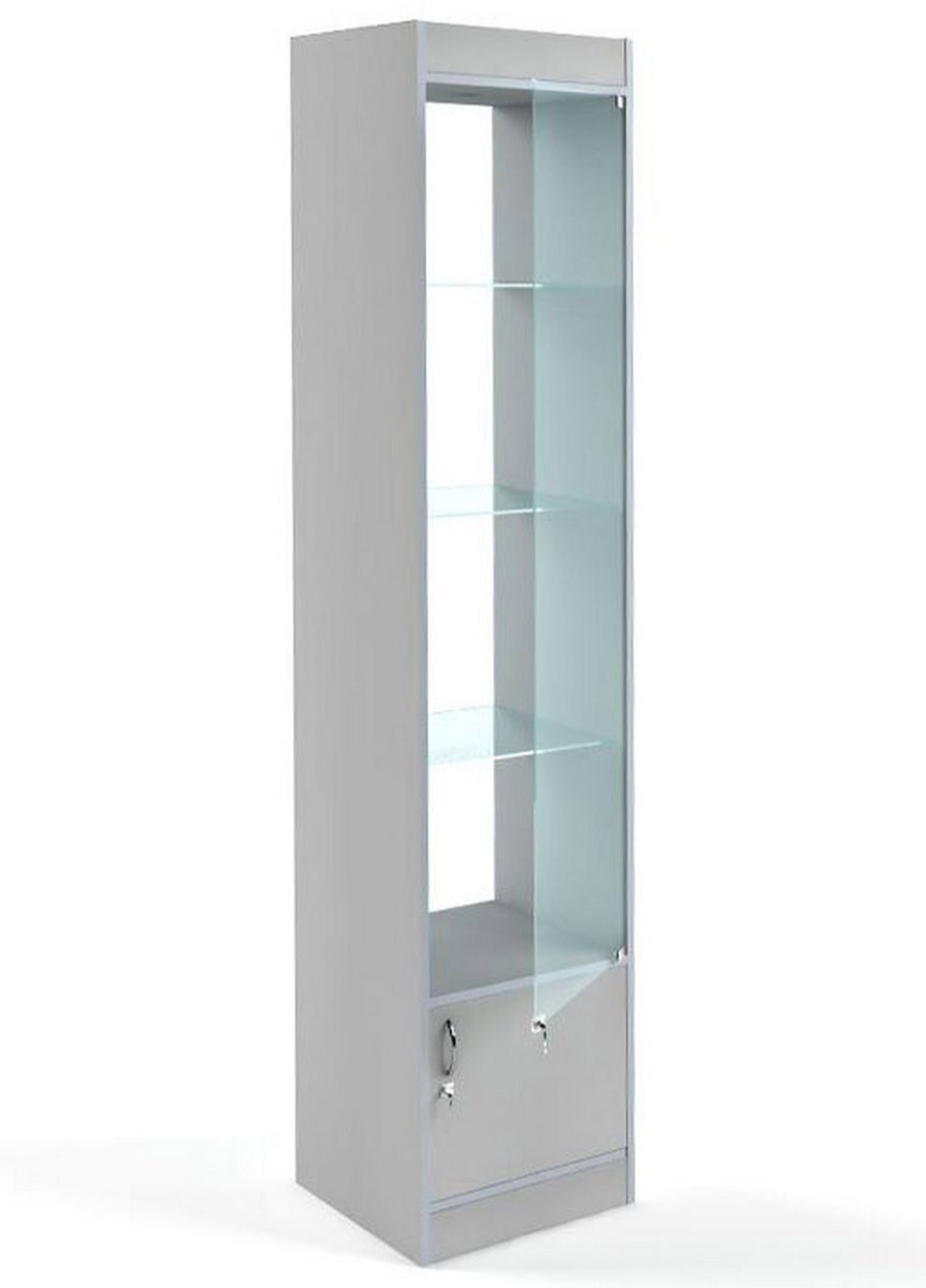 Изображение товара Шкаф-витрина 45x200 см Универсал №164-45 со стеклянными дверями серого цвета