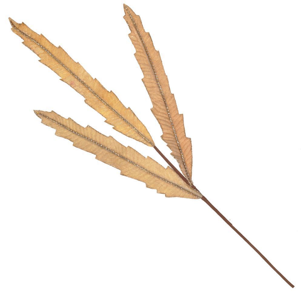 Изображение товара Новогоднее украшение Ветка 5x68x25 см бежевое с мерцающим глитером
