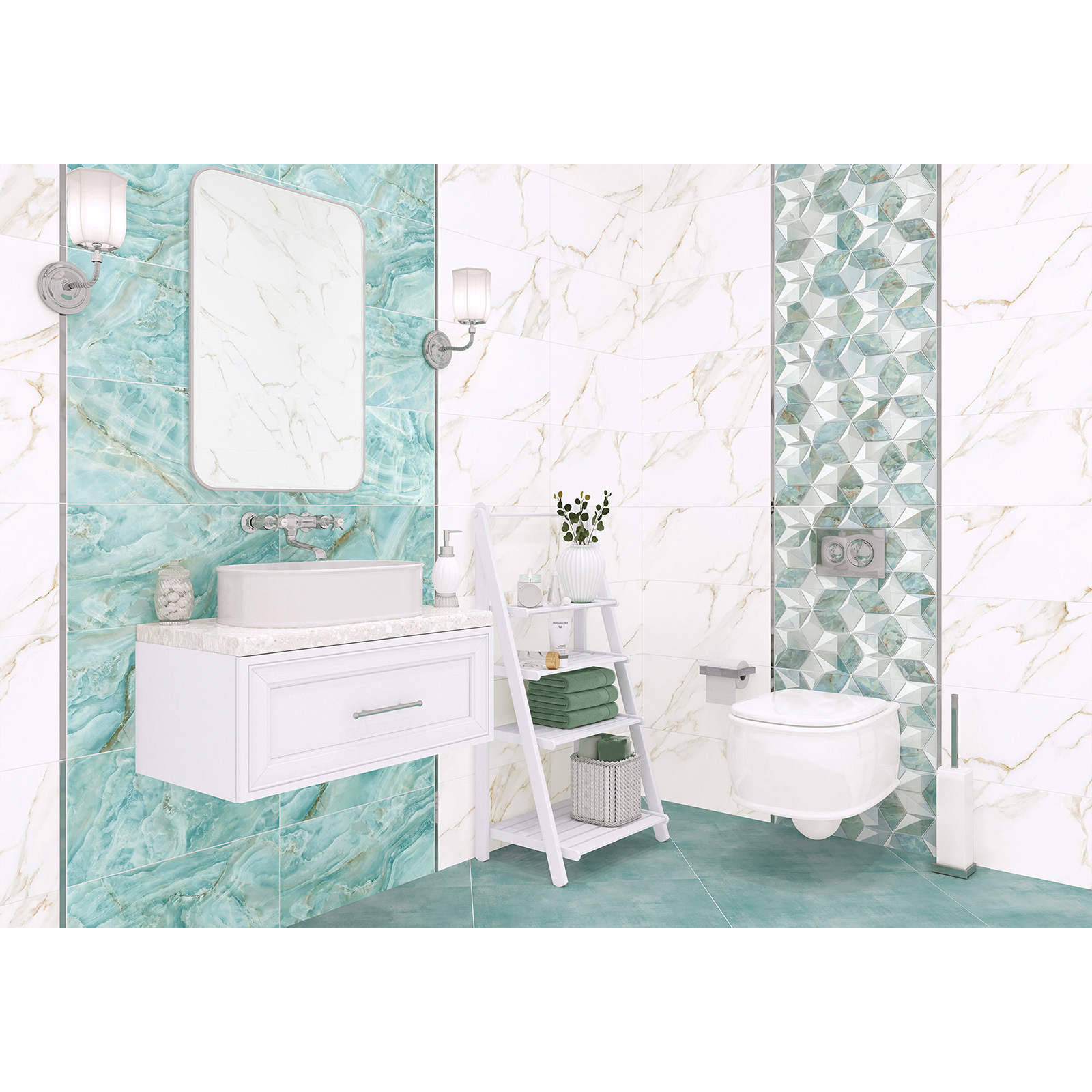 Изображение товара Глянцевая настенная плитка Alma Ceramica Nevada 50x24.9 см белая для стен