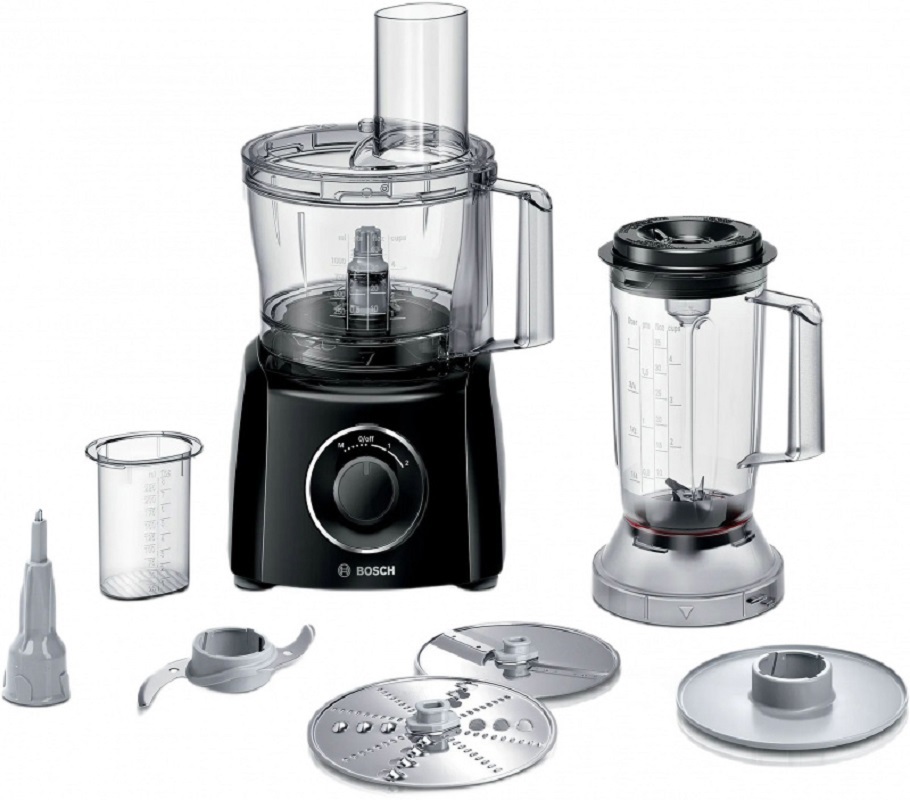 Изображение товара Кухонный комбайн Bosch MCM3201B 800Вт черный с насадками и функциями