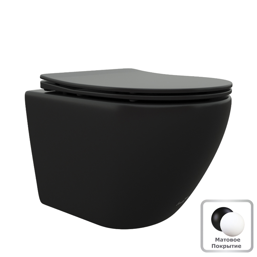 Изображение товара Черный подвесной унитаз Ceruttispa TICINO Aria MB безободковый с сиденьем микролифт