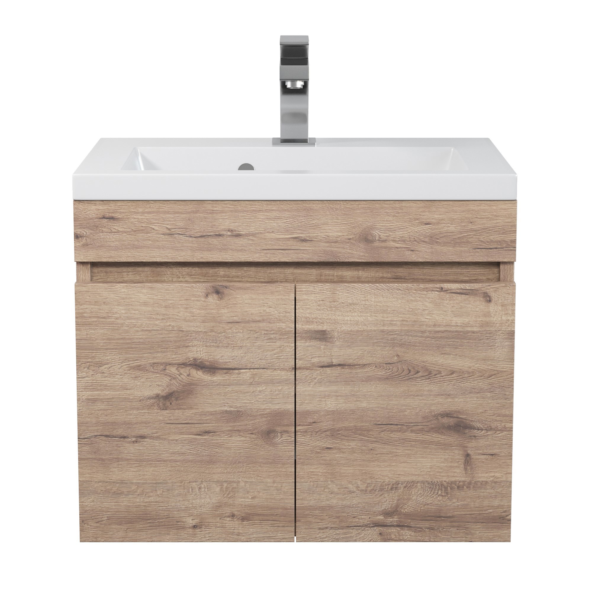 Изображение товара Тумба с раковиной для ванной подвесная Uperwood Eva 49x35x43 см Крафт Табачный, с дверцами