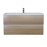 Изображение товара Тумба с раковиной для ванной подвесная Uperwood Barsa 100x45x57 см белая/дуб сонома, раковина белая