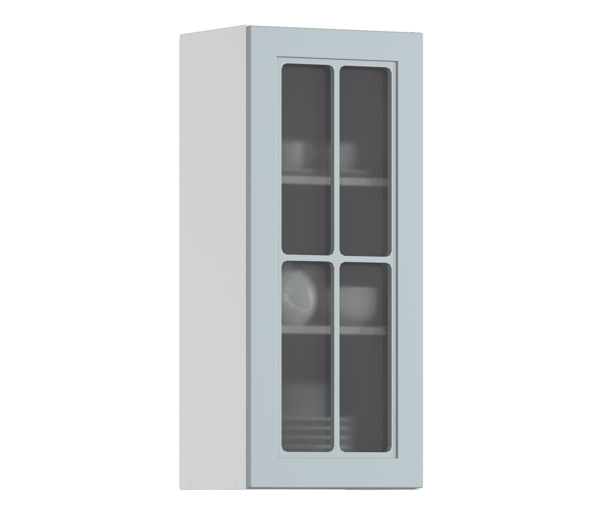 Изображение товара Навесной шкаф Регина Столплит 40x92x29 см с стеклом и пвх ручкой белый серый