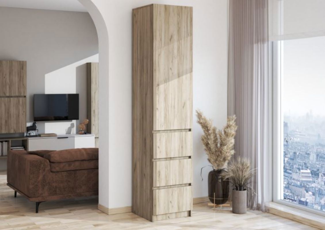 Изображение товара Шкаф распашной Мк стиль ШкБохо003 50x236x51 см дуб крафт серый мебель для дома