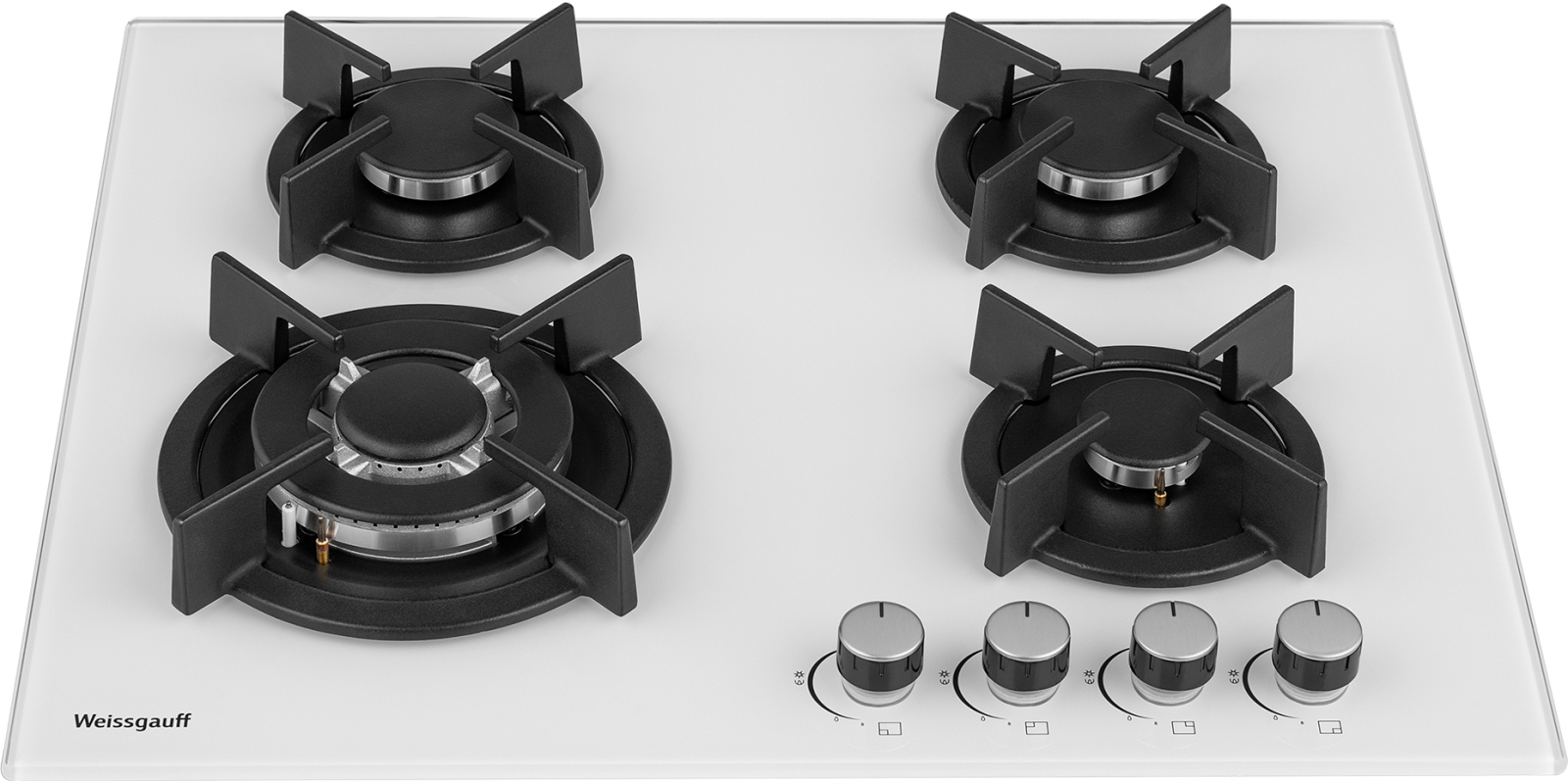 Изображение товара Газовая варочная панель Weissgauff HGG 640 WG Nano Glass 60 см 4 конфорки цвет белый 660008