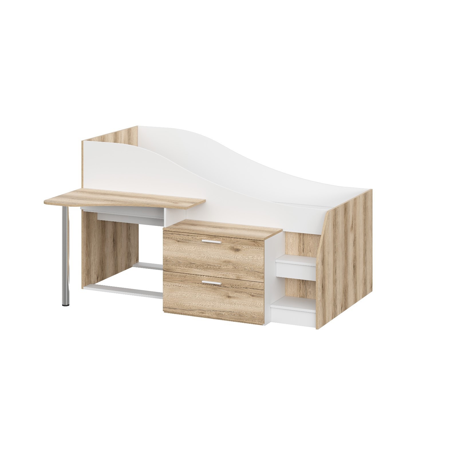 Изображение товара Кровать Сима-ленд 10125088 белая с встроенным комодом и столом